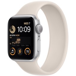 Ceas Smartwatch Apple Watch SE 2 (2022), GPS + Cellular, 40mm Silver Aluminum Case, Starlight Solo Loop