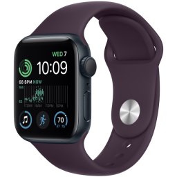 Ceas Smartwatch Apple Watch SE 2 (2022), GPS, 40mm Midnight Aluminum Case, Elderberry Sport Band