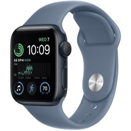 Ceas Smartwatch Apple Watch SE 2 (2022), GPS, 44mm Midnight Aluminum Case, Slate Blue Sport Band