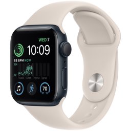 Ceas Smartwatch Apple Watch SE 2 (2022), GPS + Cellular, 44mm Midnight Aluminum Case, Starlight Sport Band