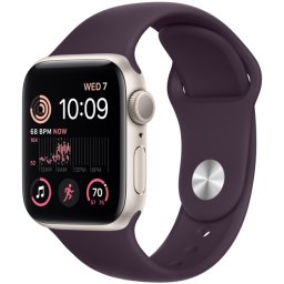 Ceas Smartwatch Apple Watch SE 2 (2022), GPS + Cellular, 44mm Starlight Aluminum Case, Elderberry Sport Band