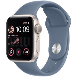 Ceas Smartwatch Apple Watch SE 2 (2022), GPS + Cellular, 44mm Starlight Aluminum Case, Slate Blue Sport Band