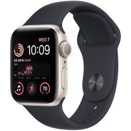 Ceas Smartwatch Apple Watch SE 2 (2022), GPS + Cellular, 44mm Starlight Aluminum Case, Midnight Sport Band