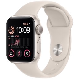 Ceas Smartwatch Apple Watch SE 2 (2022), GPS + Cellular, 44mm Starlight Aluminum Case, Starlight Sport Band