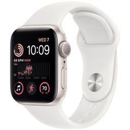 Ceas Smartwatch Apple Watch SE 2 (2022), GPS + Cellular, 44mm Starlight Aluminum Case, White Sport Band