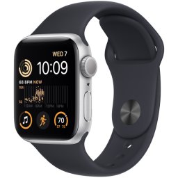 Ceas Smartwatch Apple Watch SE 2 (2022), GPS + Cellular, 44mm Silver Aluminum Case, Midnight Sport Band