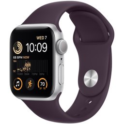 Ceas Smartwatch Apple Watch SE 2 (2022), GPS + Cellular, 40mm Silver Aluminum Case, Elderberry Sport Band