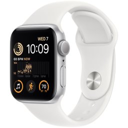 Ceas Smartwatch Apple Watch SE 2 (2022), GPS + Cellular, 40mm Silver Aluminum Case, White Sport Band