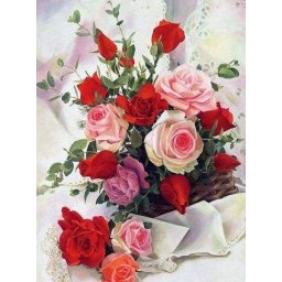 Set goblen cu diamante, cu sasiu, Trandafiri imperiali, 40x50 cm