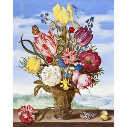 Set goblen cu diamante, cu sasiu, Buchet de flori - Ambrosius Bosschaert, 40x50 cm
