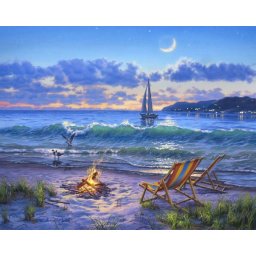 Set pictura pe numere, cu sasiu, Vedere de pe plaja, 40x50 cm