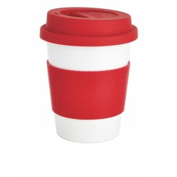 Cana de cafea 350 ml, ecologica, Everestus, EA, pla, silicon, rosu