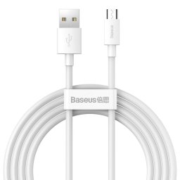 Set 2 bucati cablu de date USB la MicroUSB, 2.1A, 1.5m, Alb