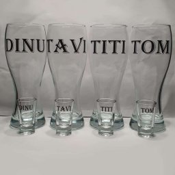 Set 4 pahare de bere + 4 pahare de shot, personalizate prin gravura - KLTM211002