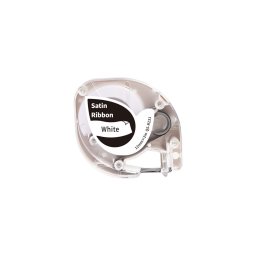 Panglica satin printabila AIMO compatibila DYMO LetraTag, 12 mm, negru pe alb, pentru personalizare si decor, Q5-R231
