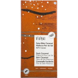 Ciocolata amaruie vegana cu caramel si flori de sare bio 80g