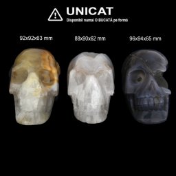 Craniu din Agata Druzy Minerala Naturala - 88-96 x 90-94 x 62-65 mm - 1 Buc