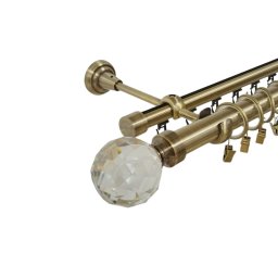 Galerie dubla kula crystal, teava neteda si profil,grosime 25 si 19mm, aur antic