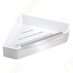 Etajera dus de colt cu racleta pt. sticla Yacore, alb/inox
