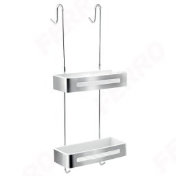 Etajera cu 2 polite Yacore, alb/inox