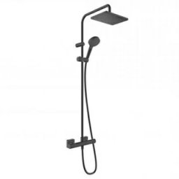 Sistem dus fix si mobil cu baterie termostat, Hansgrohe Vernis Shape, negru mat -26286670