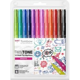 Markere TwinTone 12 culori brights Tombow