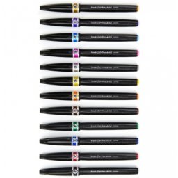 Marker caligrafic Brush Pen ultra fin Sign Pen Artist, 12 culori/set, Pentel