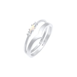 ELLI Inele argintiu / transparent / alb perlat