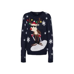 VERO MODA Tricotaj Vmrudolf Ls O-Neck Blouse Xmas Man 10272460 19-3923 Navy Blazer/Wartwork