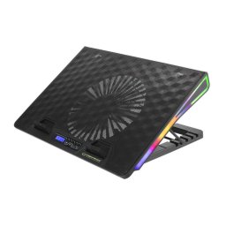 Cooler Laptop EGC101 Cooler Laptop iluminare RGB 7 moduri display LCD Hub 2 port USB 5 unghiuri de reglare Negru