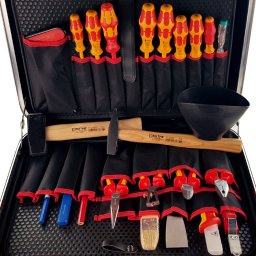 Cutie de scule KNIPEX BIG Basic Move Electric cu roti si maner telescopic, echipata cu 24 scule profesionale pentru electricieni 00 21 06 HL S