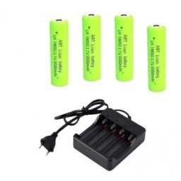 Acumulator Li Ion tip 18650 3,7V 5000mA, terminal cu varf, set 4 bucati cu incarcator