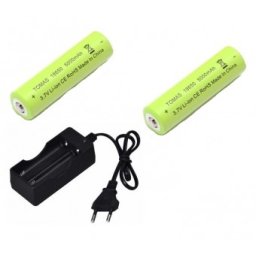 Acumulator Li Ion tip 18650 3,7V 5000mA, set 2 bucati, cu incarcator dublu