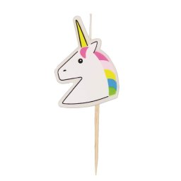 Set de 5 lumanari party, in form de cap de unicorn