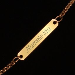Bratara Personalizata Gravata Aurie din Inox Placuta Nume