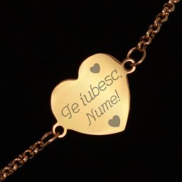 Bratara Gravata Aurie din Inox Inima Te Iubesc Nume