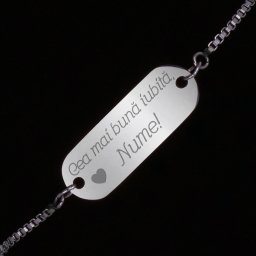 Bratara Personalizata Gravata Argintie din Inox Iubita Nume