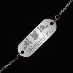 Bratara Personalizata Gravata Argintie din Inox Craciun Mesajul Tau