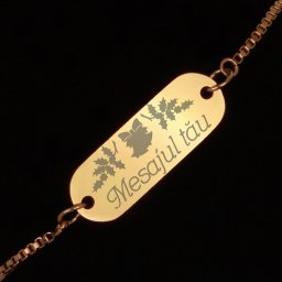 Bratara Personalizata Gravata Aurie din Inox Craciun Mesajul Tau