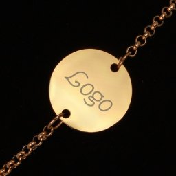 Bratara Personalizata Gravata Aurie din Inox Rotund Logo
