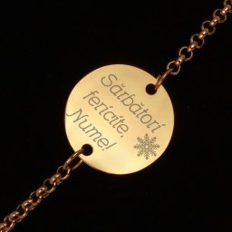 Bratara Personalizata Gravata Aurie din Inox Rotund Sarbatori Nume