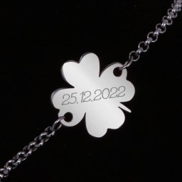 Bratara Personalizata Gravata Argintie din Inox Trifoi Data