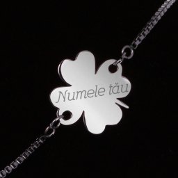 Bratara Personalizata Gravata Argintie din Inox Trifoi Nume