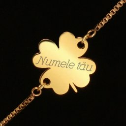 Bratara Personalizata Gravata Aurie din Inox Trifoi Nume