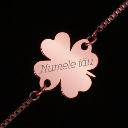 Bratara Personalizata Gravata Rose Gold din Inox Trifoi Nume