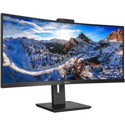 Monitor curbat LED VA Philips 34", Ultrawide QHD, DisplayPort, USB-C, RJ45, Negru, 346P1CRH
