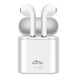 Casti wireless Media-Tech R-Phones Stereo True Wireless, V4.2+ EDR, High Definition Music, cu Microfon, Apeluri Telefon, Alb