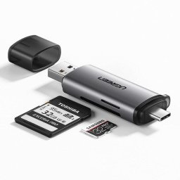 Card reader 50706, Tip C / USB + SD + micro SD, Gri