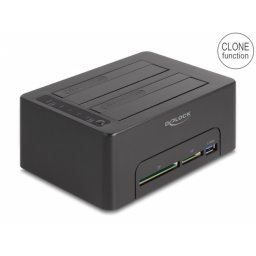 Docking station pentru 2 x SATA HDD/SSD cu Functie Clona + Card Reader + USB-A, Delock 64183