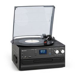 Auna Oakland DAB, sistem stereo retro, DAB+/FM, funcție BT, vinil, CD, casetofon (TTS6-T408-4 FM/DAB)